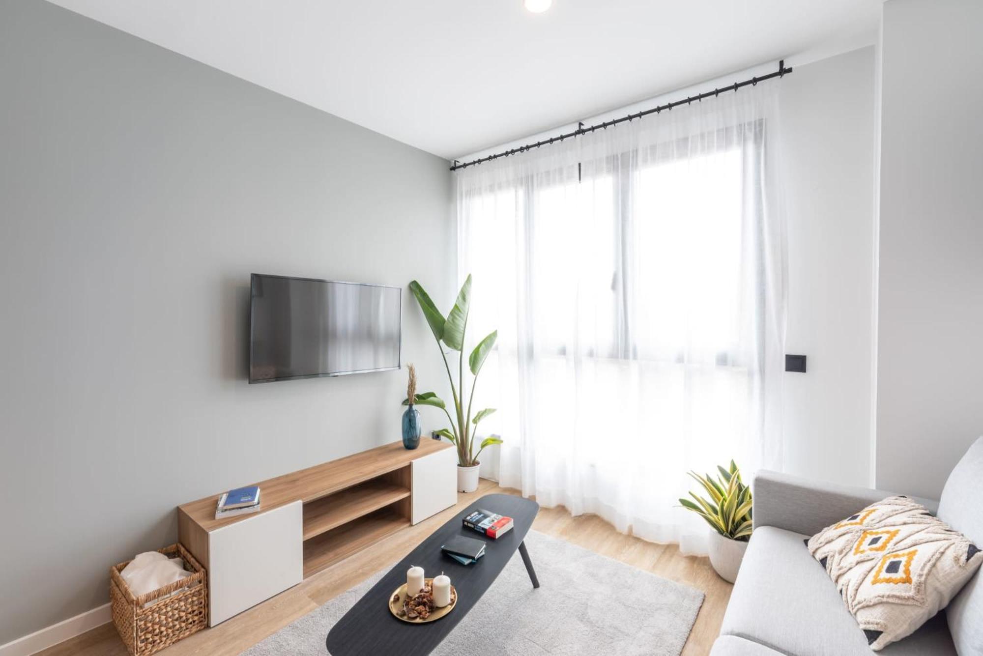 One-bedroom apartment a partially accessible bathroom